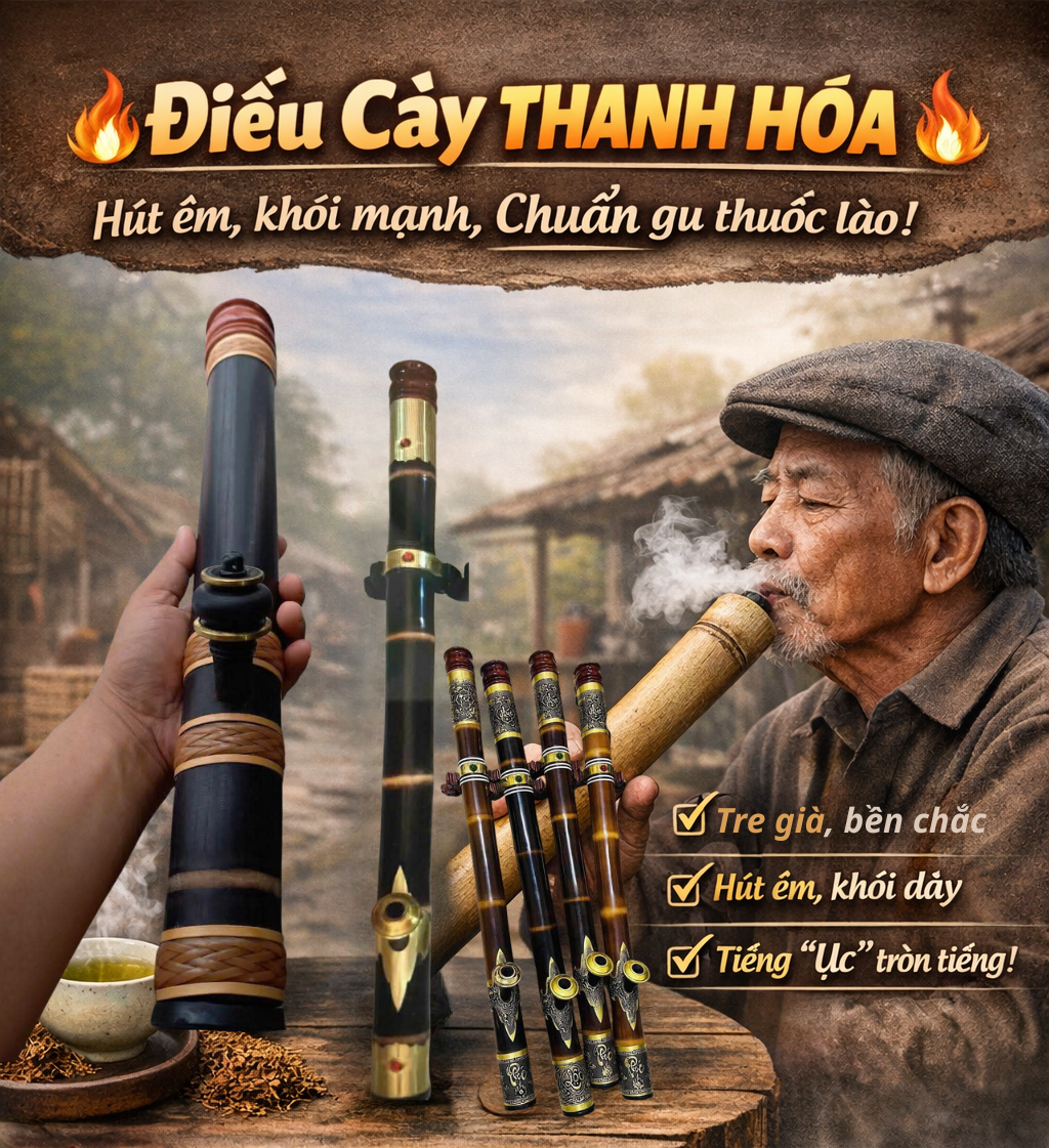 Điếu cày Thanh Hóa – Hút êm, khói mạnh, chuẩn gu thuốc lào